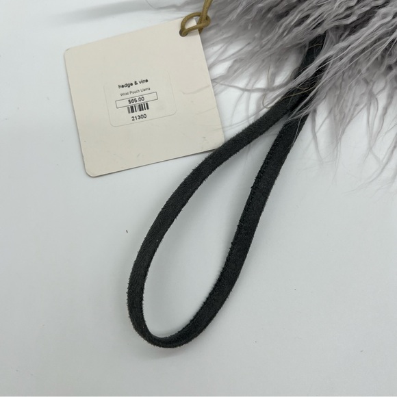 Atenti Pearl Llama Faux Fur Wristlet Pouch Grey Clutch Purse Handmade USA